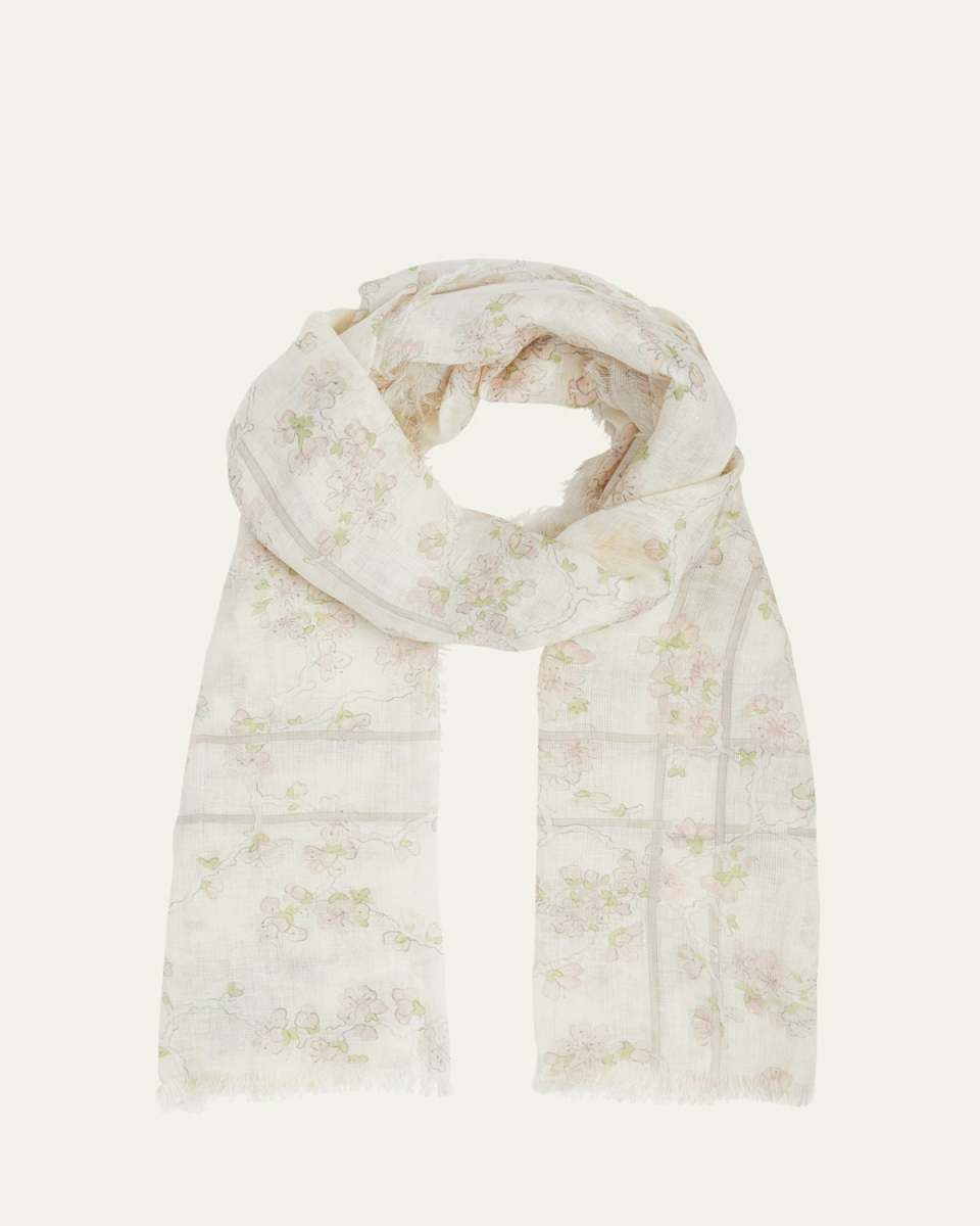 Cherry Blossom Linen & Silk Stole
